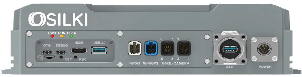 TetraMorph edge computer showing GMSL camera, USB, HDMI and power connectors